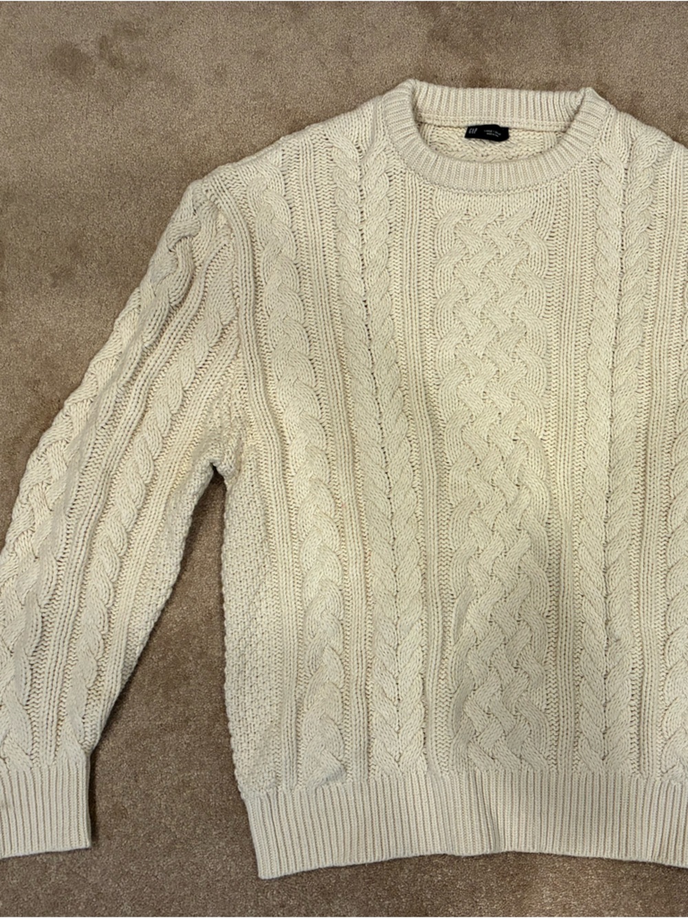 GAP Cream Cable Knit Crewneck Sweater